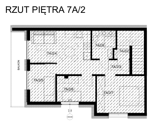 rzut piętra 7A/2 dla mieszkania 7A/1