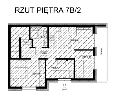 rzut piętra 7B/2 dla mieszkania 7B/1