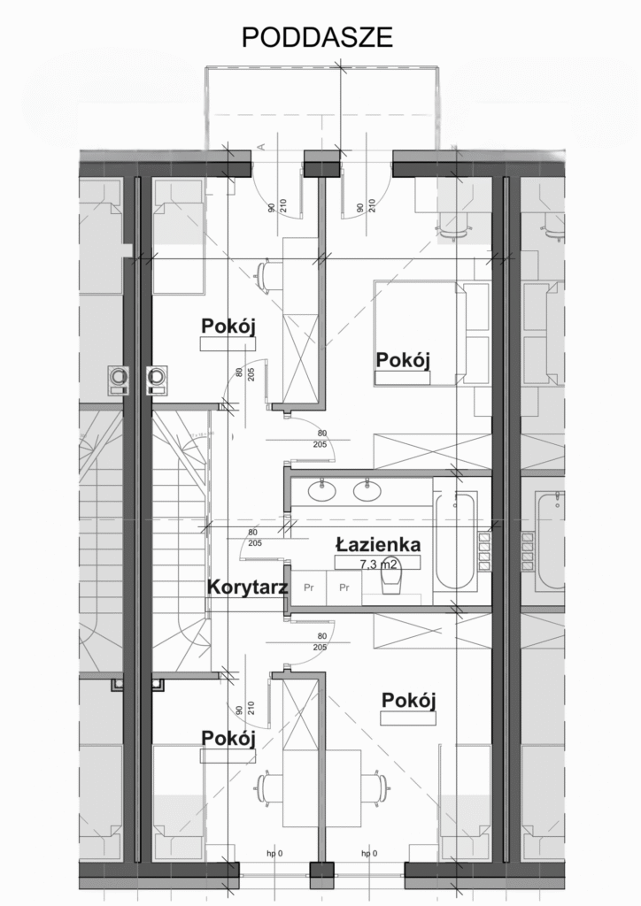 rzut poddasza szeregówka przecław